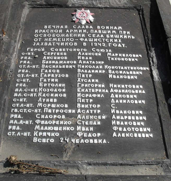Братская могила в селе Бишкинь (плита)
