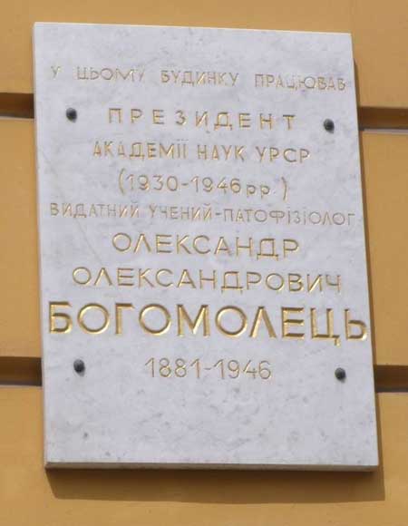 Мемориальная доска в Киеве (на здании Президиума АН Украины)