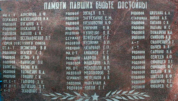 Братская могила в посёлке Знаменка (плита)