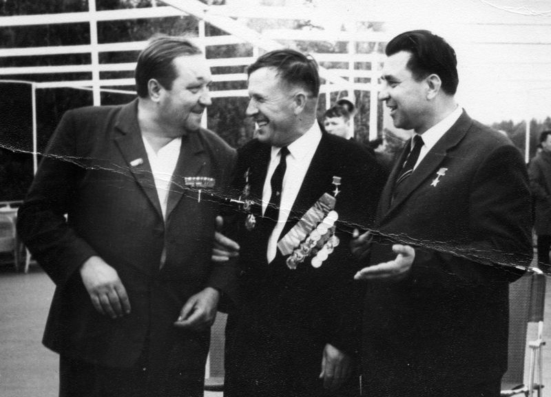 Летчики-асы на встрече в Москве, 1967 г. А.Румм, А.Вильямсон, В.Дрыгин
